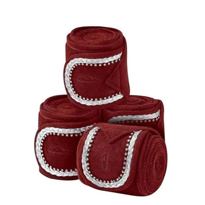 WeatherBeeta Burgundy Bling Fleece Bandage - 4 Pack