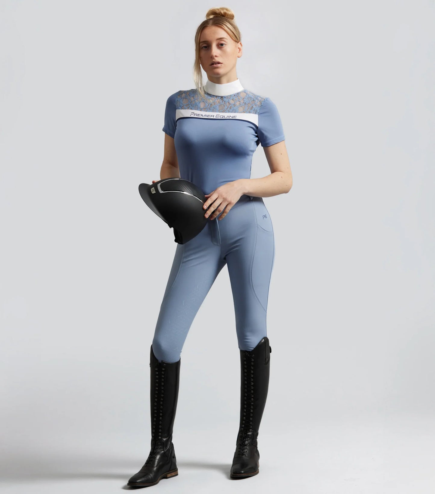 Premier Equine Campani Short Sleeve Riding Top Infinity Blue
