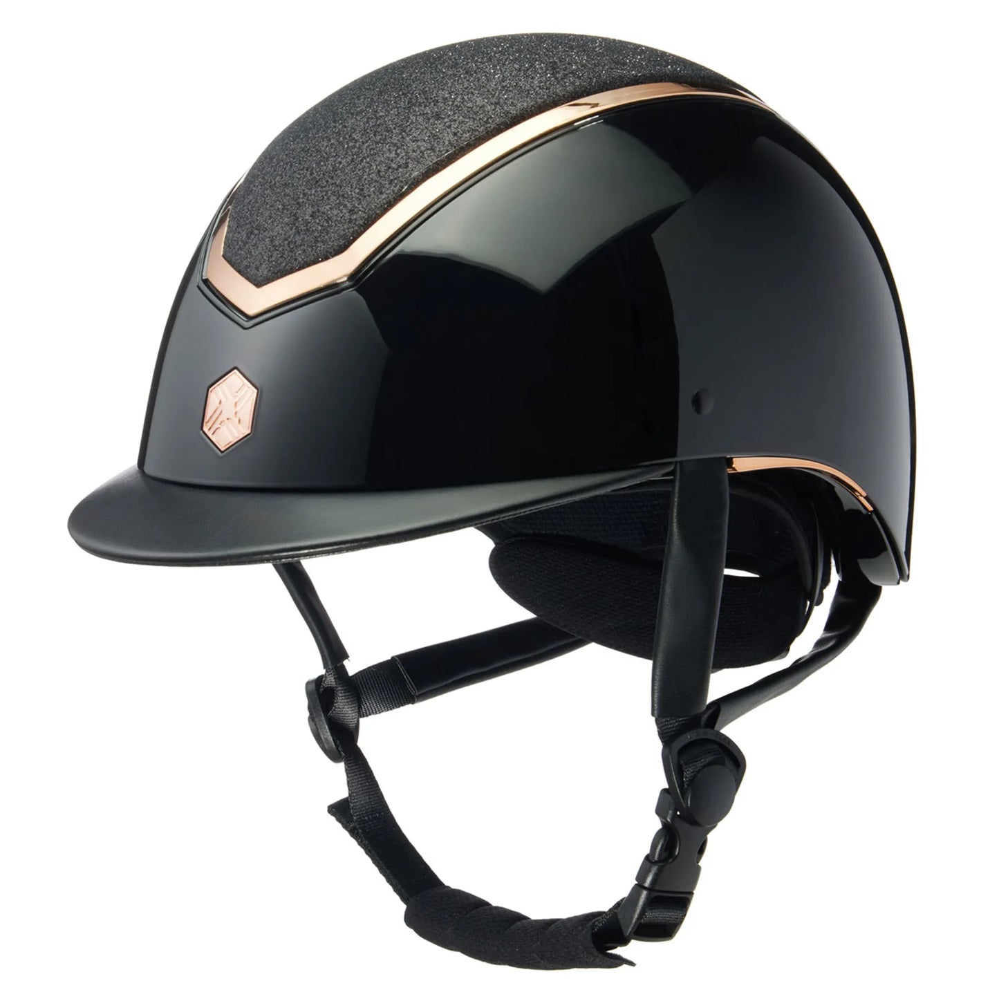 Charles Owen EQX Kylo Sparkly Riding Hat Black Gloss & Rose Gold