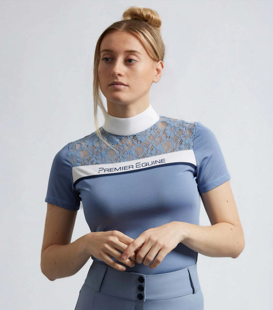 Premier Equine Campani Short Sleeve Riding Top Infinity Blue