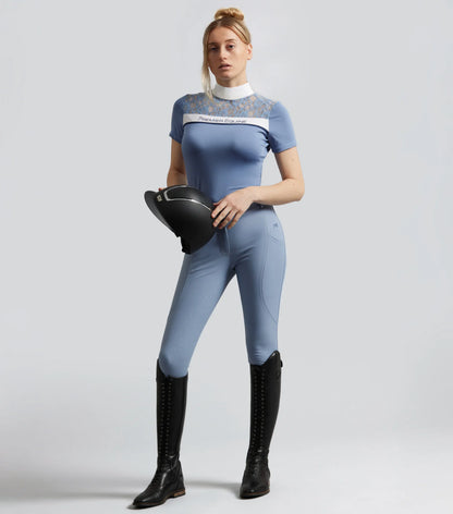 Premier Equine Campani Short Sleeve Riding Top Infinity Blue