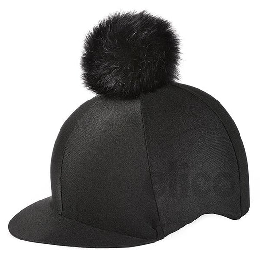 Aberford Black Mega Pom Pom Lycra Hat Silk