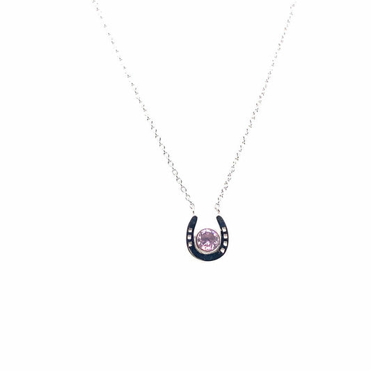 Pink Sparkle Horseshoe Necklace