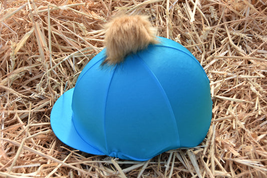 Capz Blue Lycra Hat Silk With Pom Pom